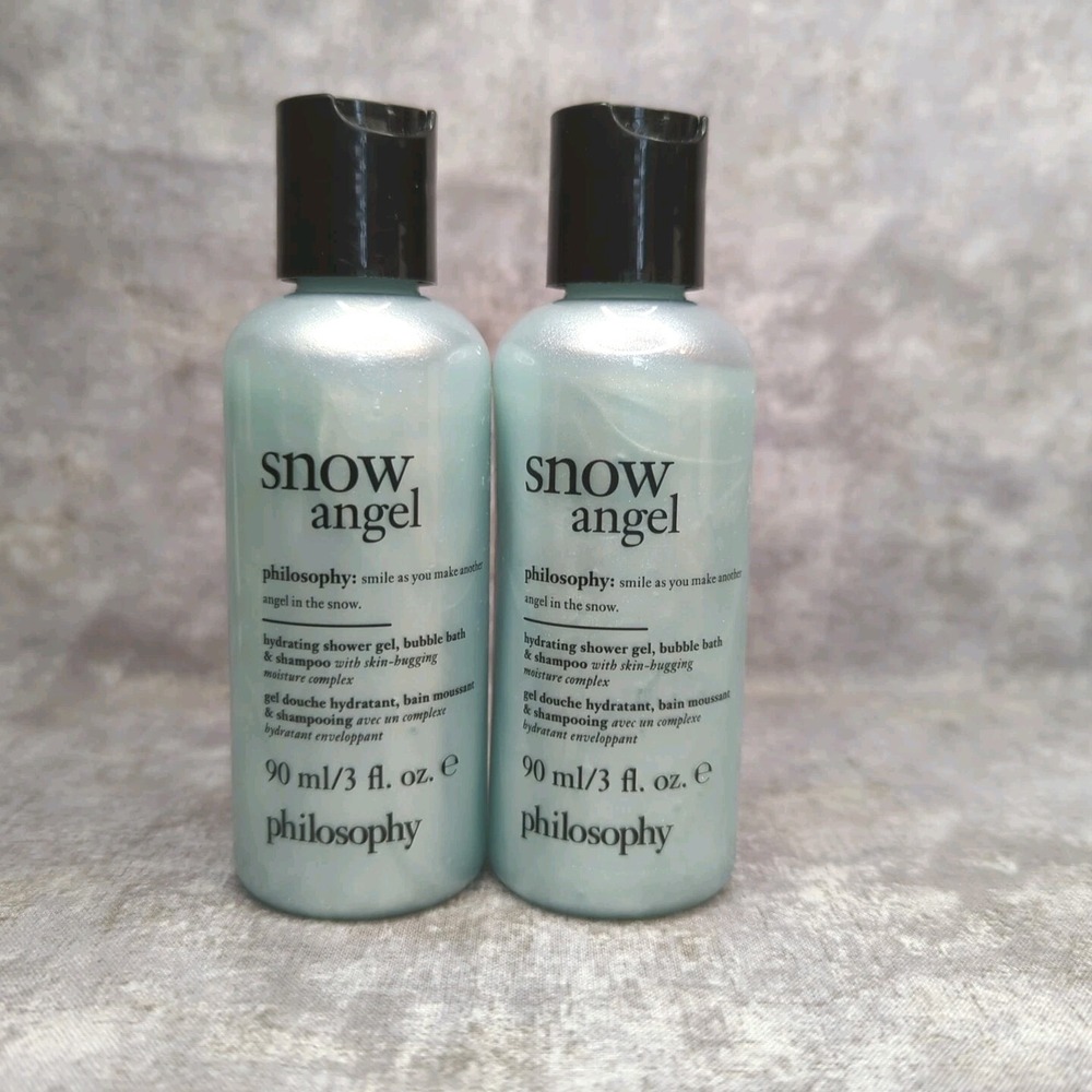 2 Philosophy Snow Angel Shampoo, Shower Gel & Bubble Bath 90mL / 3fl each